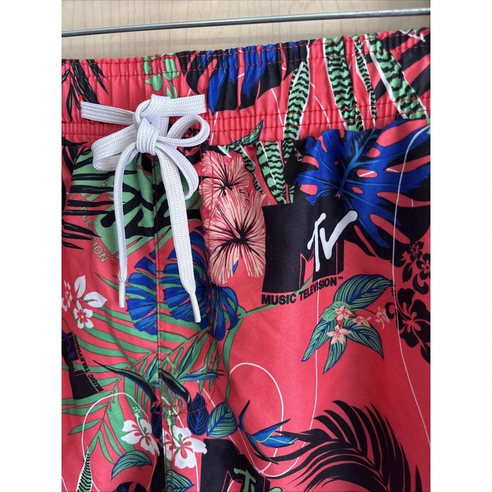 MTV 2017 Men's Swim Shorts Mesh Lined Elastic Waist Two‎ Side Pockets Size Large